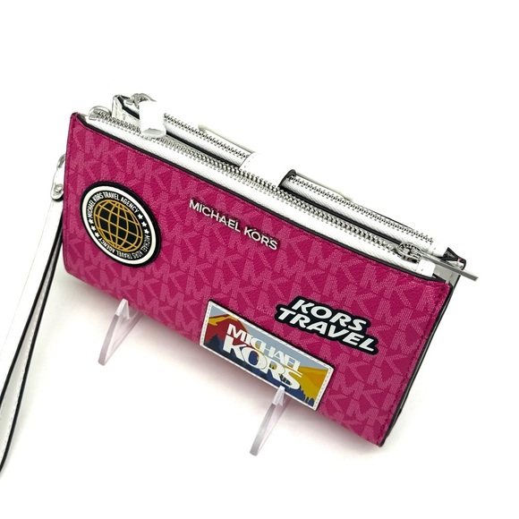 Michael Kors Large Double Zip Wallet Wristlet Dragonfruit (NWT) - Picture 7 of 9